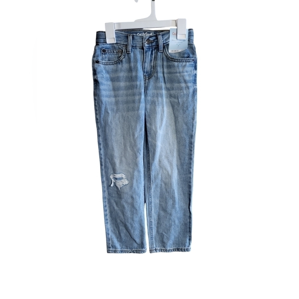 NWT Cat & Jack  Relaxed Straight Adjustable Waist, Blue Jean. Size 7